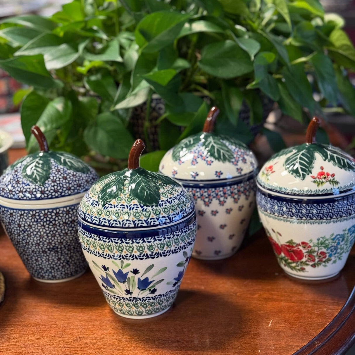 Canister, Strawberry, 8" in "Blue Tulips" by Zaklady | Y1873-ART160