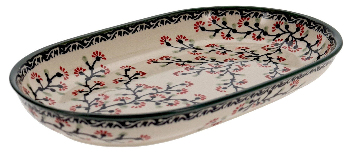 Plate, Roaster, Oval, 7"x11" in "Cherry Blossoms - Solid Rim" by Manufaktura | P099S-DPGJA
