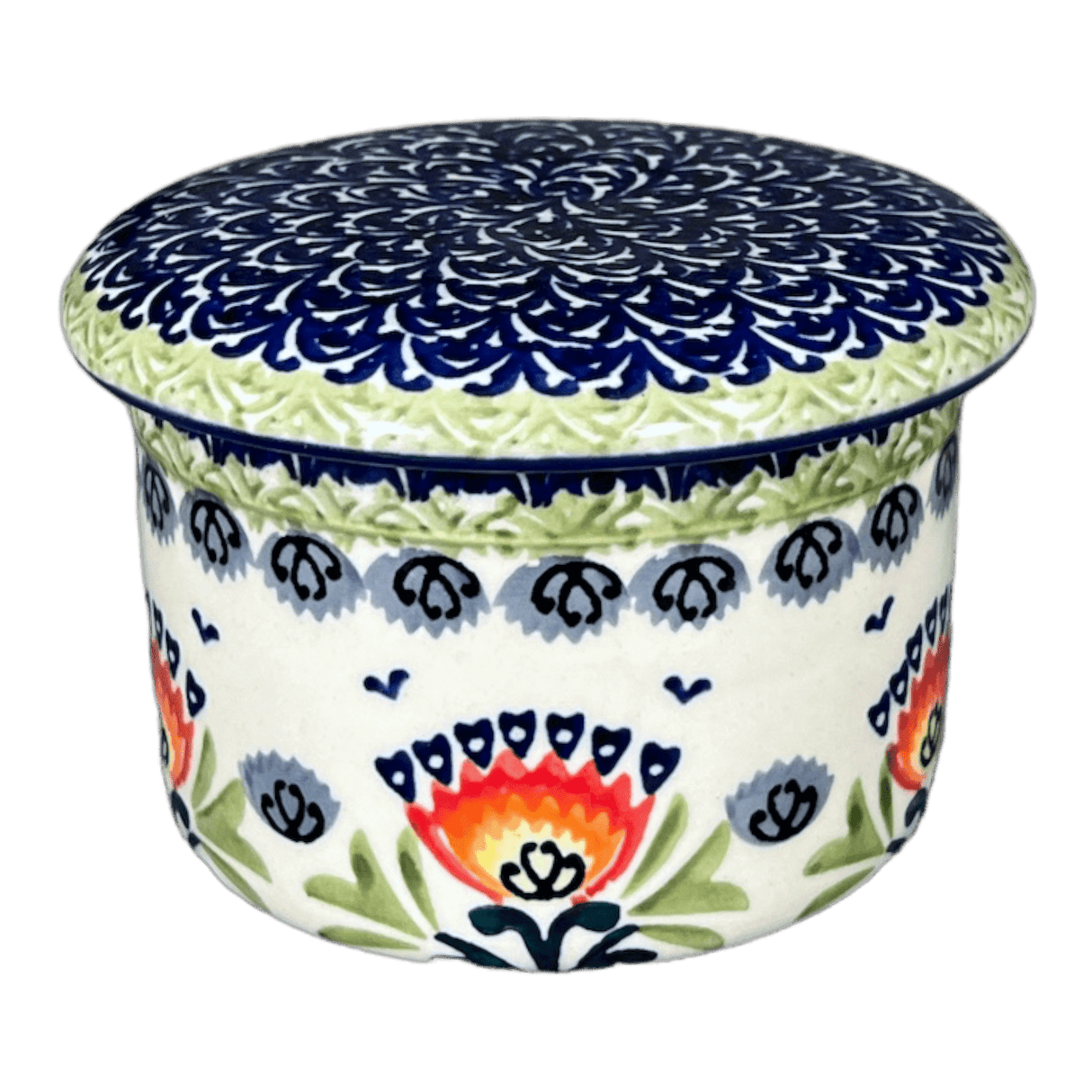 Butter Crock, 4.5" in "Floral Fans" by Manufaktura | M136S-P314