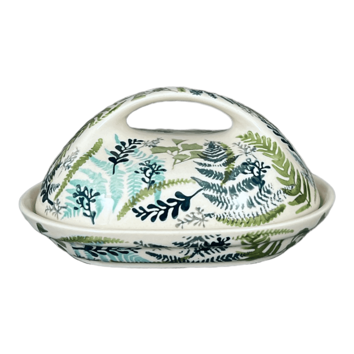 Butter Dish, Fancy, 5" x 7" in "Scattered Ferns" by Manufaktura | M077S-GZ39