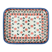 A picture of a Polish Pottery 8" x 10" Baker (Red Lattice) | NDA125-20 as shown at PolishPotteryOutlet.com/products/8-x-10-baker-red-lattice-nda125-20