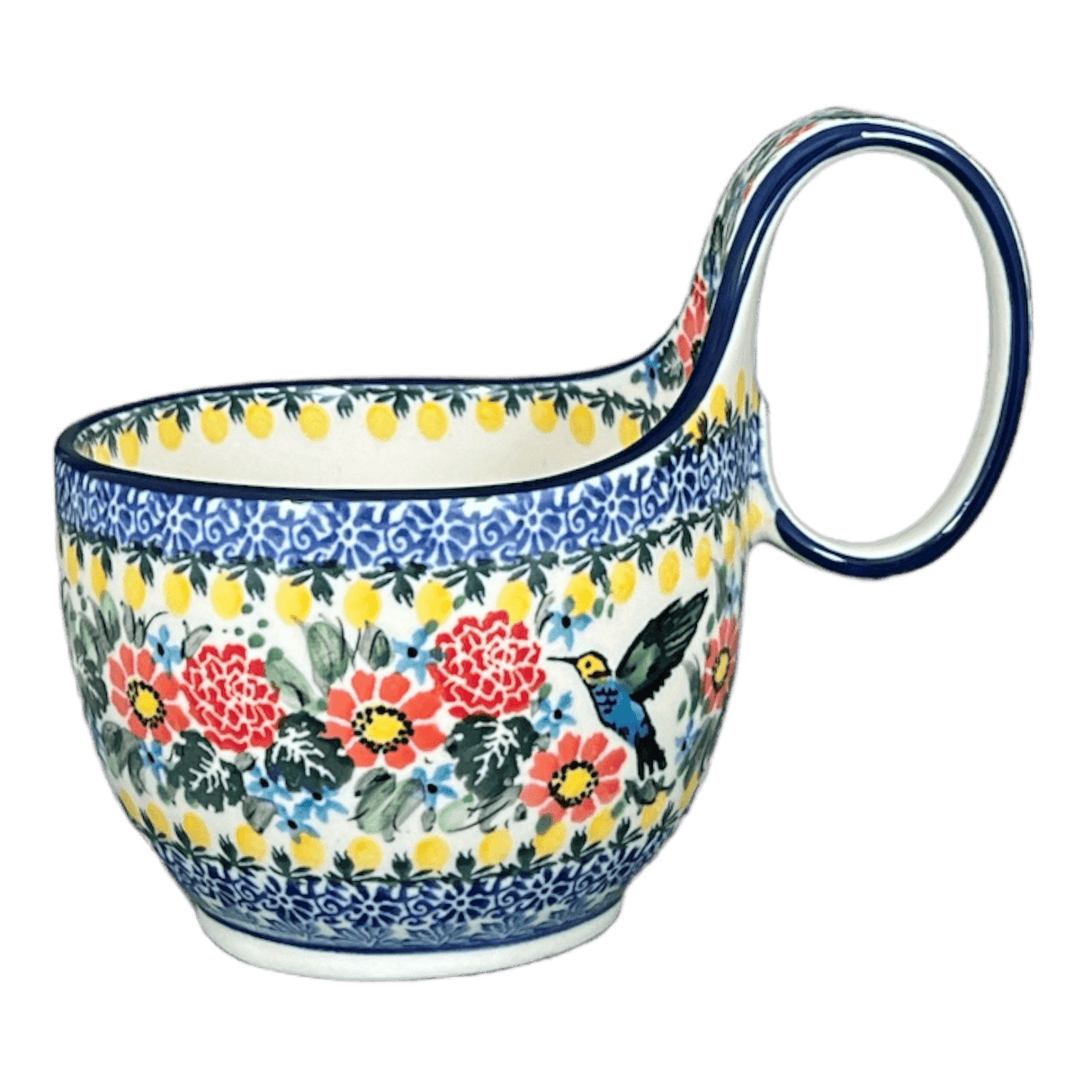 Bowl, Round, Loop Handle, 16 oz in "Hummingbird Bouquet" by Ceramika Artystyczna | A845-U3357
