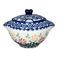 A picture of a Polish Pottery 3" Sugar Bowl (Flower Power) | C003T-JS14 as shown at PolishPotteryOutlet.com/products/3-sugar-bowl-flower-power-c003t-js14