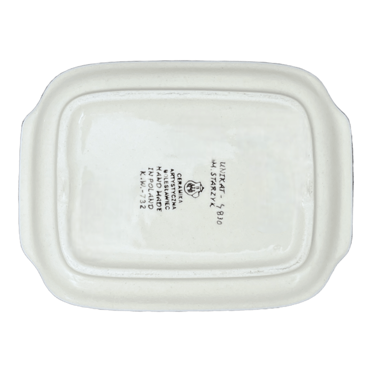 Butter Dish, 7" x 5.5" in "Bullfinch on Blue" by Ceramika Artystyczna | A295-U4830