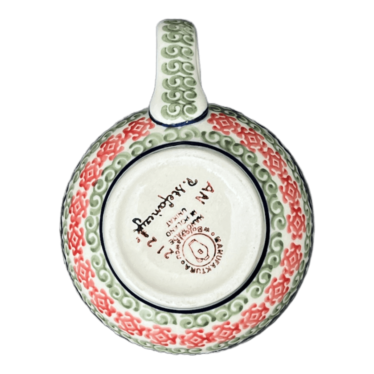 Mug, Belly Mug, 16 oz Large in "Pink Poinsettia" by Manufaktura | K068S-PS14