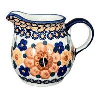 A picture of a Polish Pottery The Cream of Creamers-"Basia" (Bouquet in a Basket) | D019S-JZK as shown at PolishPotteryOutlet.com/products/6-5-oz-the-cream-of-creamers-basia-bouquet-in-a-basket-d019s-jzk