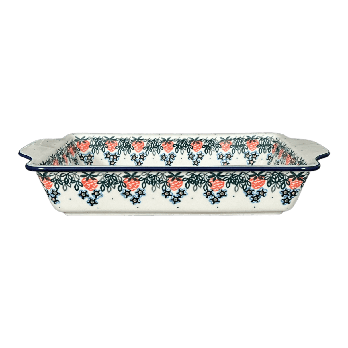 Casserole, Rectangular, Handles, 13" x 8" in "Strawberry Patch" by Ceramika Artystyczna | AA59-721X
