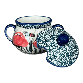 Polish Pottery 3.5" Traditional Sugar Bowl (Poppy Paradise) | C015S-PD01 Additional Image at PolishPotteryOutlet.com