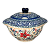 Polish Pottery 3" Sugar Bowl (Ruby Bouquet) | C003S-DPCS at PolishPotteryOutlet.com