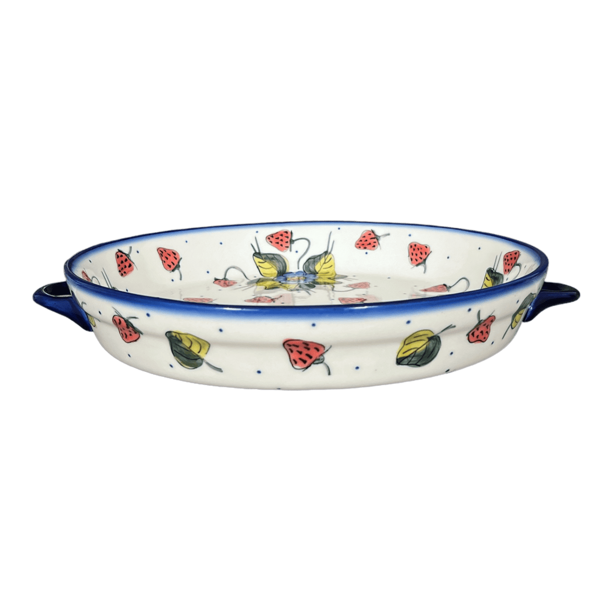 Casserole, Round Dish Handles, 11", WR (WR52C) in "Strawberries & Blossoms" by W.R. Ceramika | WR52C-WR2
