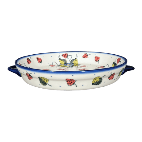 Casserole, Round Dish Handles, 11", WR (WR52C) in "Strawberries & Blossoms" by W.R. Ceramika | WR52C-WR2
