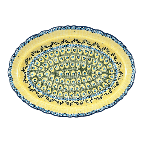 Platter, Oval, Scalloped, 16.75" x 12.25" Large in "Sunnyside Up" by Manufaktura | P165S-GAJ