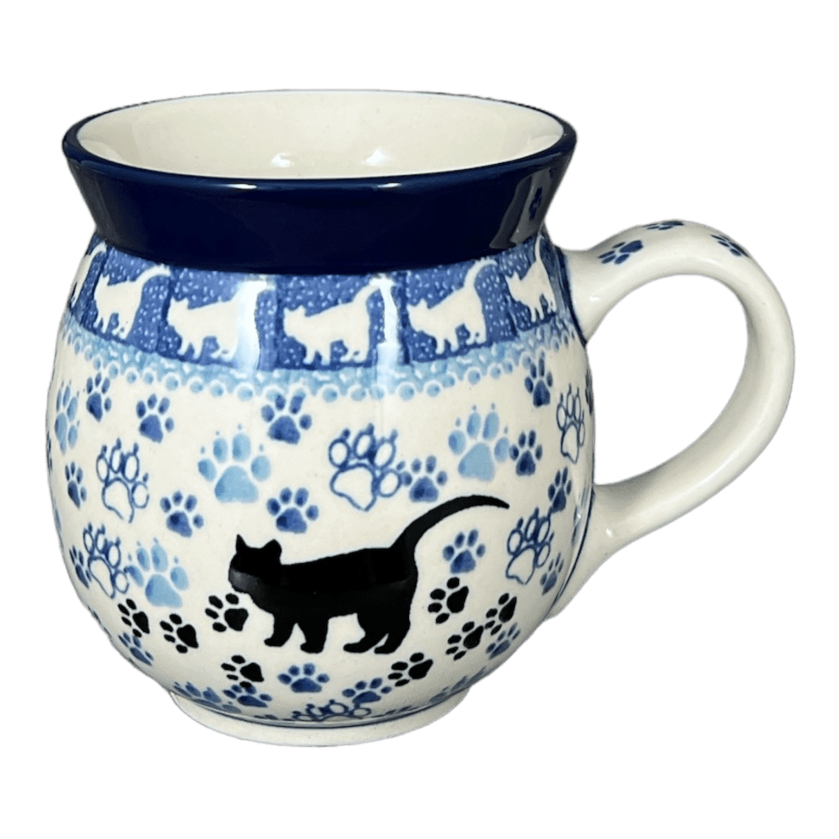 Mug, Belly Mug, 16 oz Large in "Cat Tracks" by Ceramika Artystyczna | A073-1771
