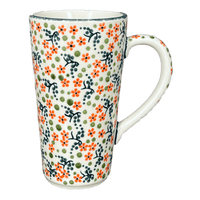 A picture of a Polish Pottery John's Mug (Peach Blossoms) | K083S-AS46 as shown at PolishPotteryOutlet.com/products/12-oz-johns-mug-peach-blossoms-k083s-as46