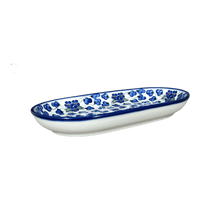 A picture of a Polish Pottery WR 7" x 11" Oval Roaster (Blossoms & Berries) | WR13B-AW1 as shown at PolishPotteryOutlet.com/products/7-x-11-oval-roaster-blossoms-berries-wr13b-aw1