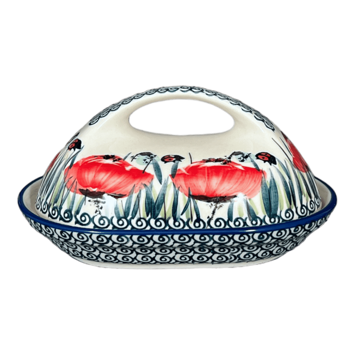 Butter Dish, Fancy, 5" x 7" in "Poppy Paradise" by Manufaktura | M077S-PD01