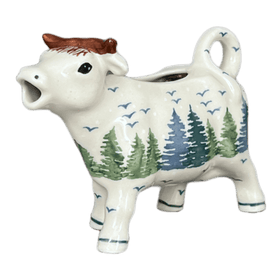 Polish Pottery Cow Creamer (Pine Forest) | D081S-PS29 Additional Image at PolishPotteryOutlet.com