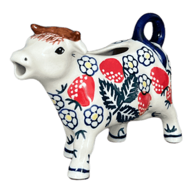 Polish Pottery Cow Creamer (Strawberry Fields) | D081U-AS59 Additional Image at PolishPotteryOutlet.com