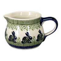 A picture of a Polish Pottery 1 Liter Pitcher (Bunny Love) | D044T-P324 as shown at PolishPotteryOutlet.com/products/the-1-liter-wide-mouth-pitcher-bunny-love-d044t-p324