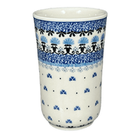 A picture of a Polish Pottery CA 12 oz. Tumbler (Blue Fan Dance) | A076-1981X as shown at PolishPotteryOutlet.com/products/c-a-12-oz-tumbler-blue-fan-dance-a076-1981x