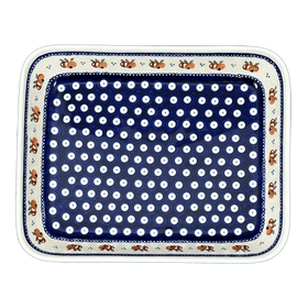 Polish Pottery Zaklady 9" x 11.75" Rectangular Baker (Persimmon Dot) | Y371A-D479 Additional Image at PolishPotteryOutlet.com