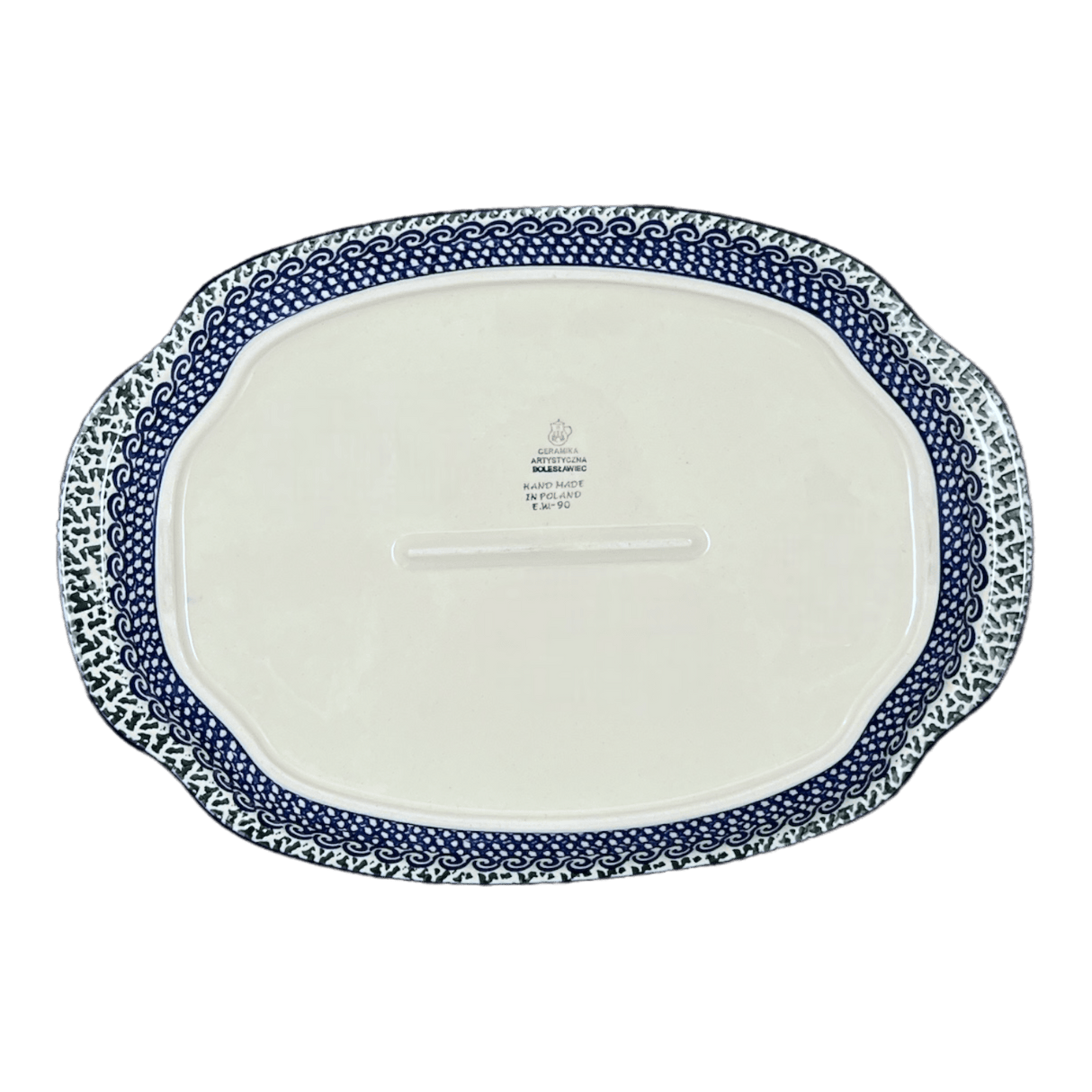 Tray, Oval, Handles, 10.75" x 15.25" in "Starry Sea" by Ceramika Artystyczna | A684-454C