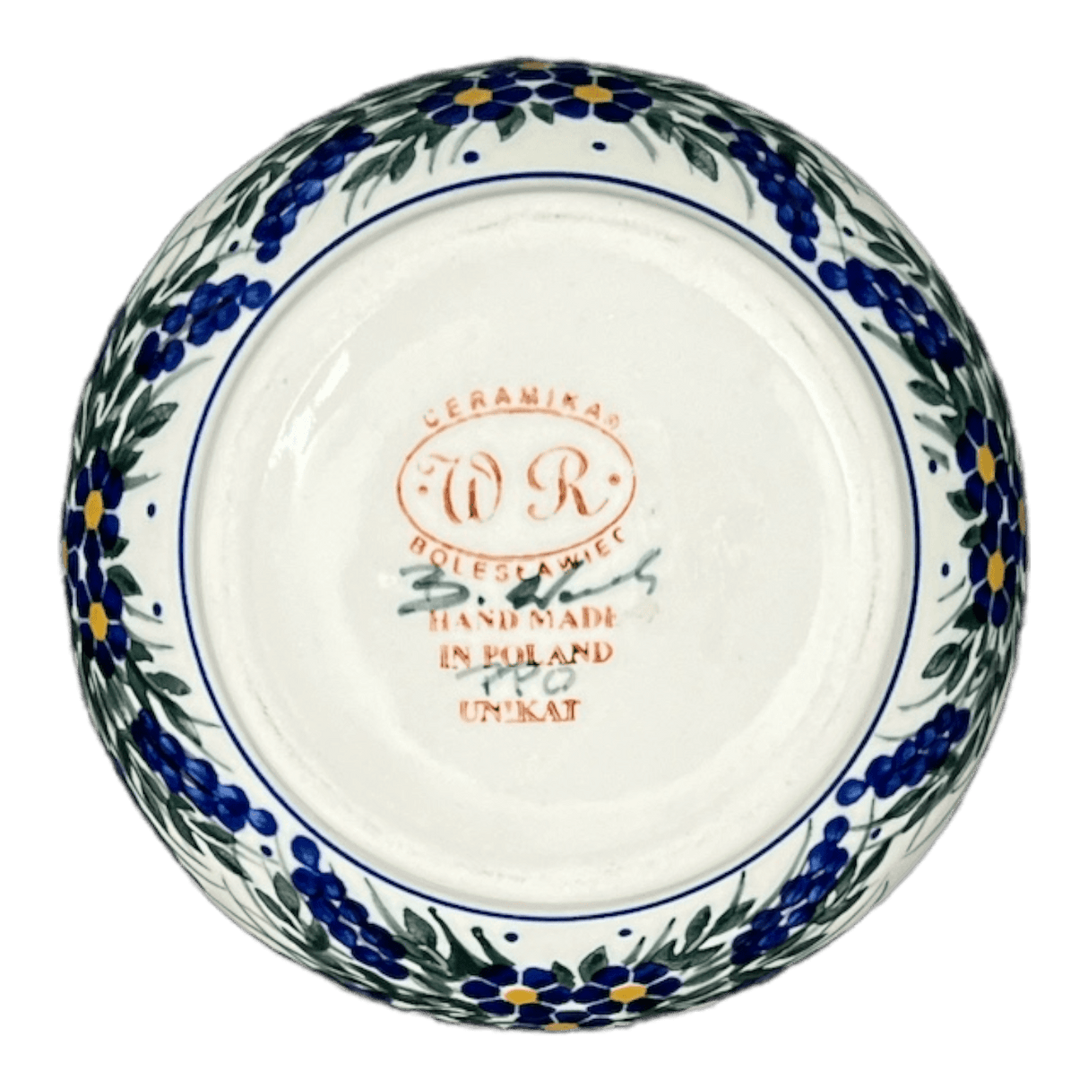 Container, Round, Covered, 5" x 4", WR (WR31I) in "Delphinium Spray" by W.R. Ceramika | WR31I-BW3