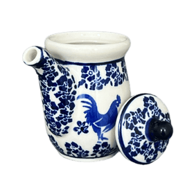 Polish Pottery Zaklady Soy Sauce Pitcher (Rooster Blues) | Y1947-D1149 Additional Image at PolishPotteryOutlet.com