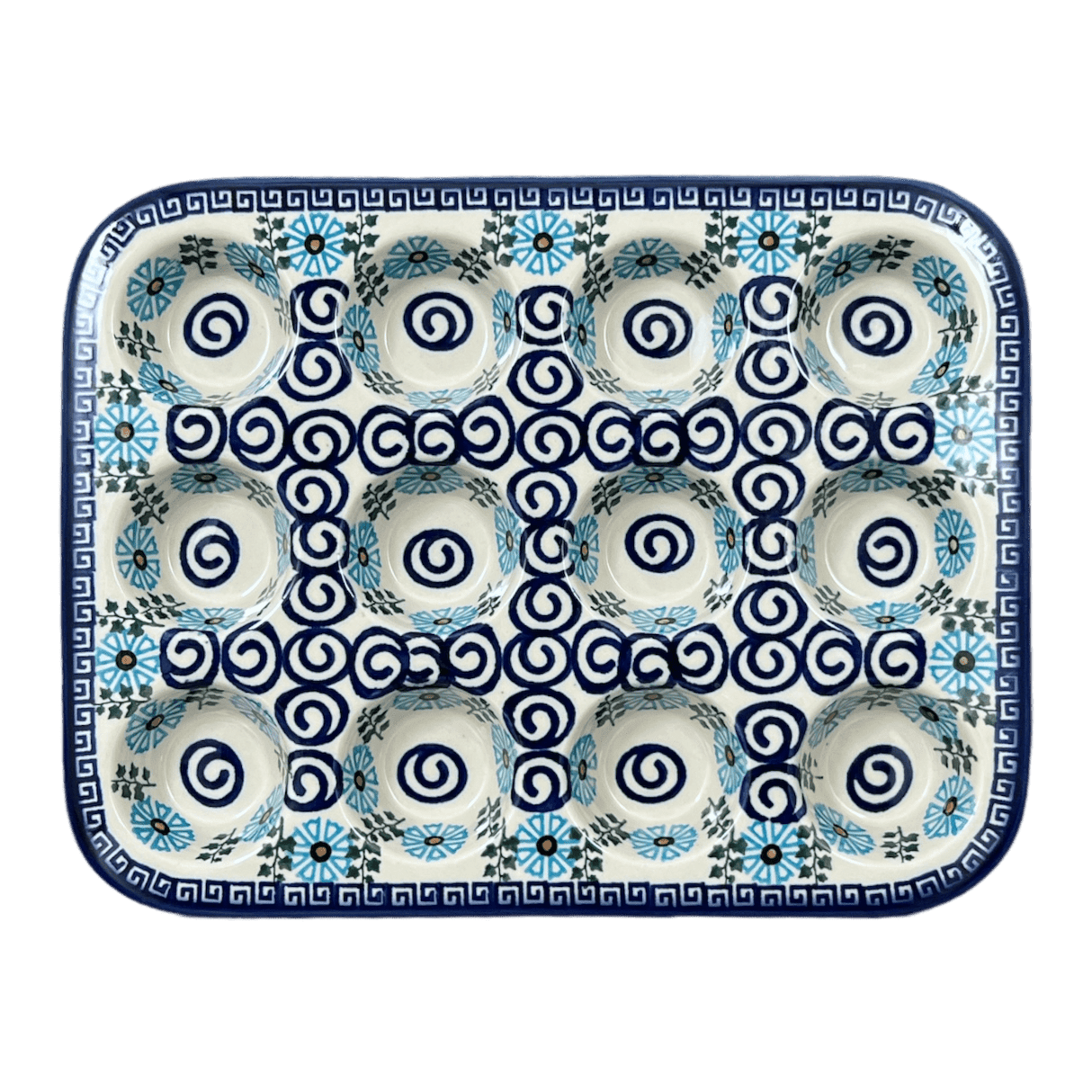 Muffin Pan, 12 Cup Mini in "Blue Daisy Spiral" by Andy | NDA169-38