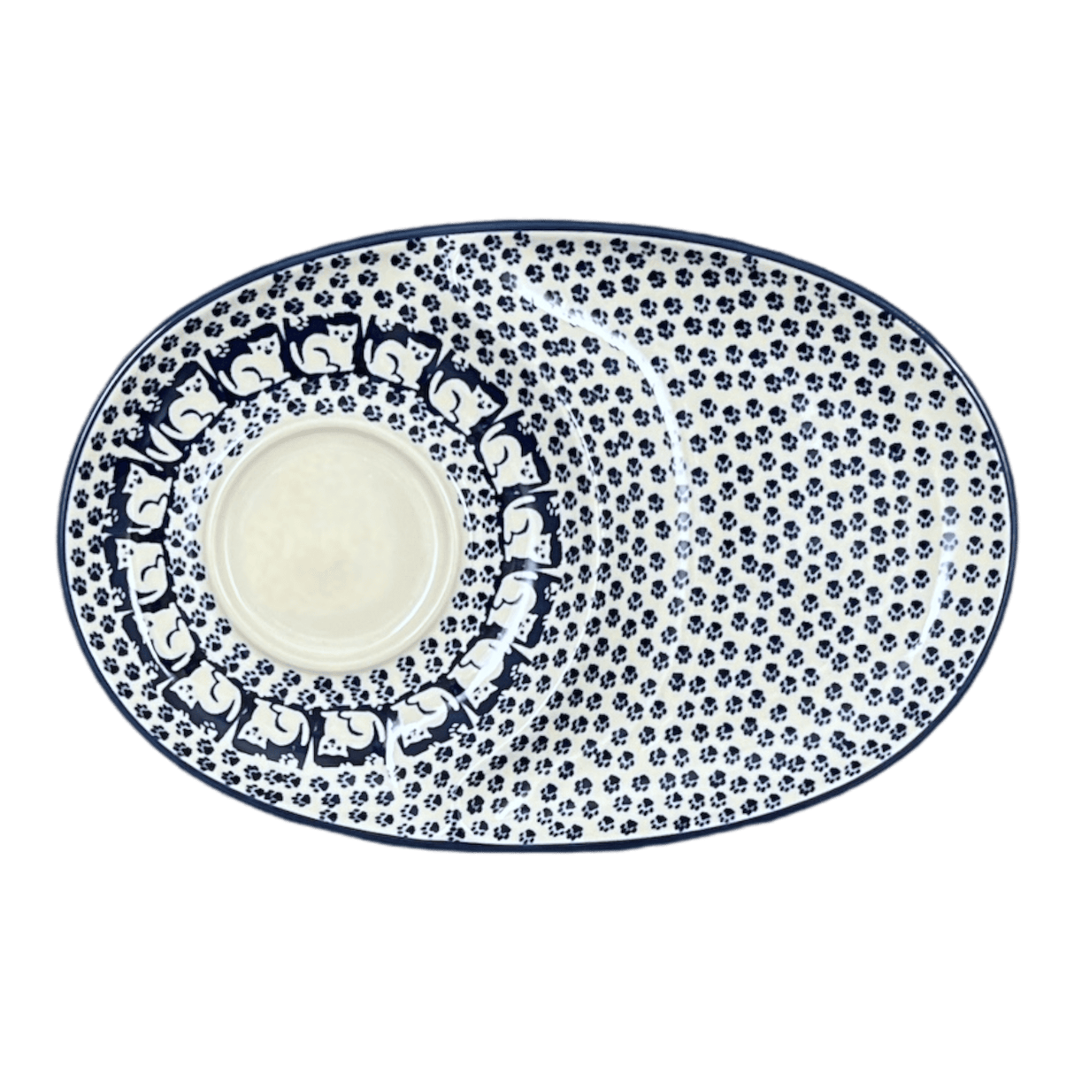 Plate, Oval, Soup & Sandwich, 11.75" x 7.25" in "Kitty Cat Path" by Manufaktura | P006T-KOT6