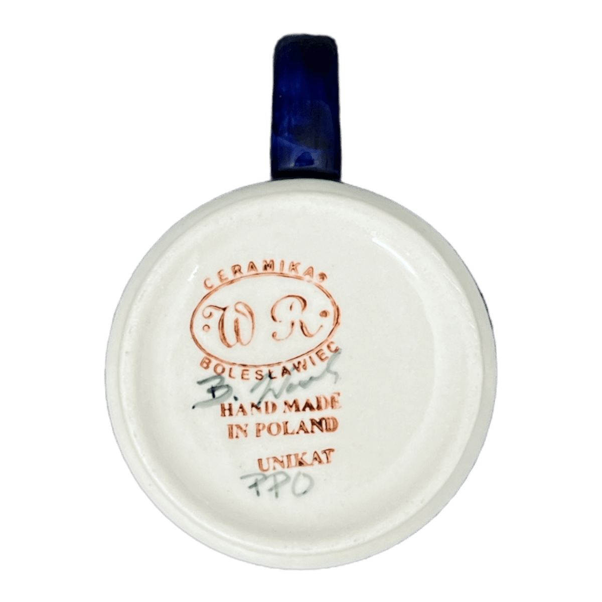 Mug, Straight Mug, 12 oz, WR (WR14E) in "Delphinium Spray" by W.R. Ceramika | WR14E-BW3