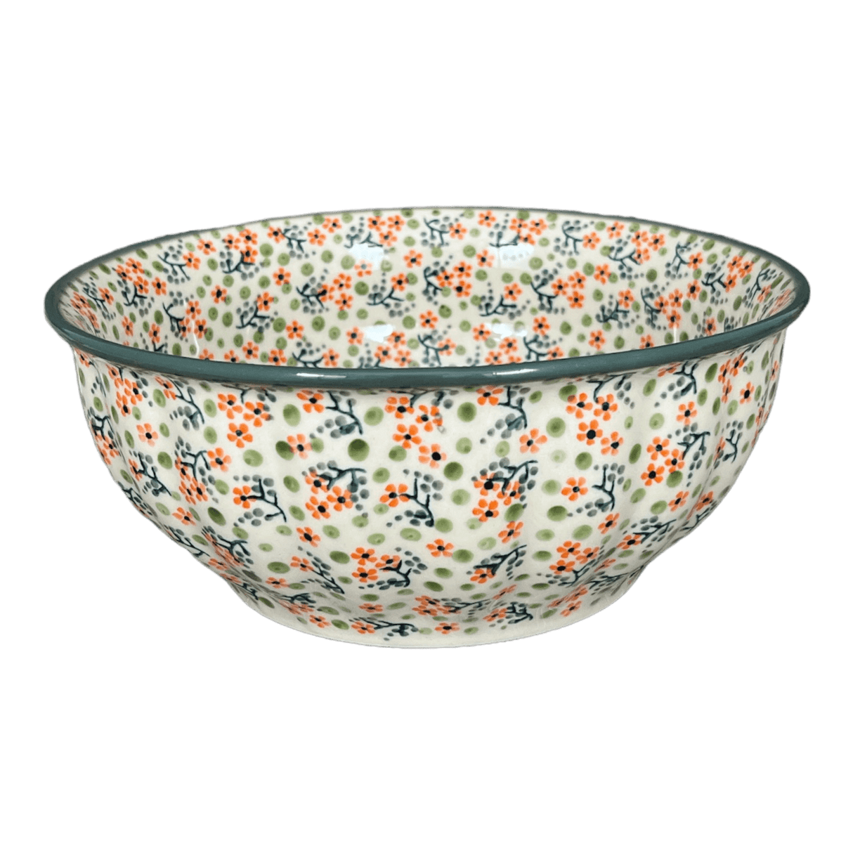Bowl, Round, 9" Bowl in "Peach Blossoms - Solid Rim" by Manufaktura | M086S-AS46A