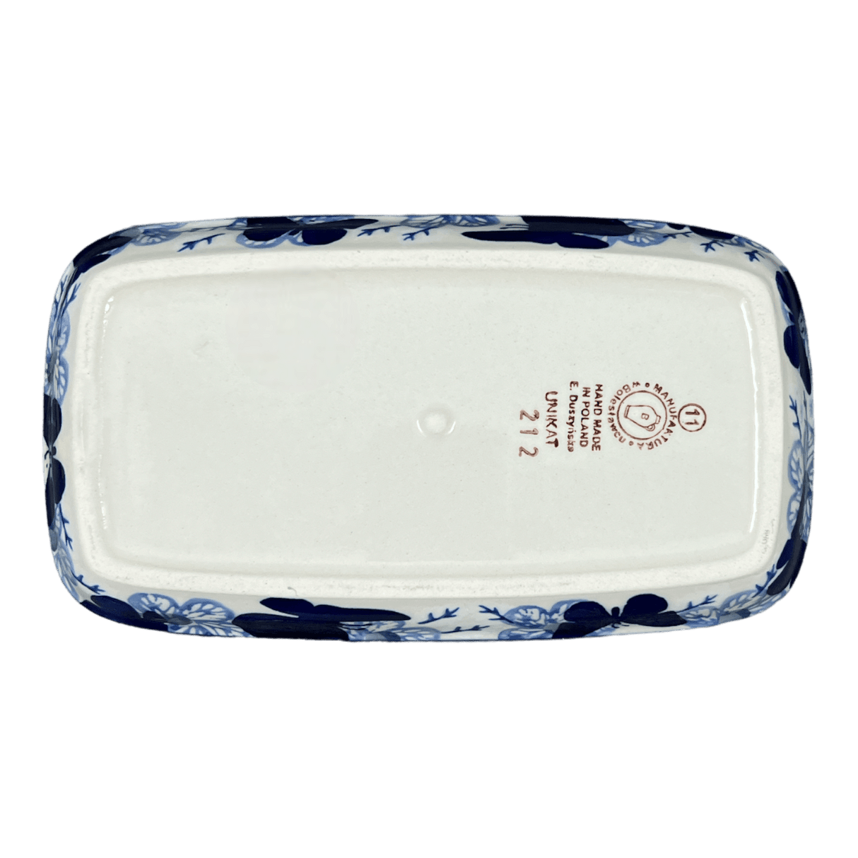 Butter Dish, American, 4" x 7.5" in "Blue Butterfly" by Manufaktura | M074U-AS58
