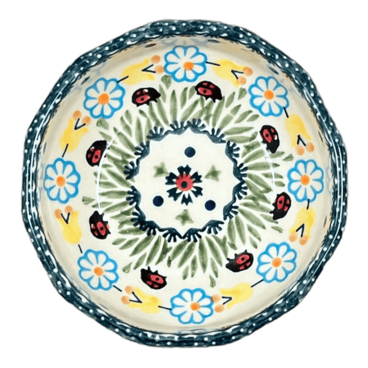 Bowl, Multiangular, 5" in "Lady Bugs" by Manufaktura | M058T-IF45