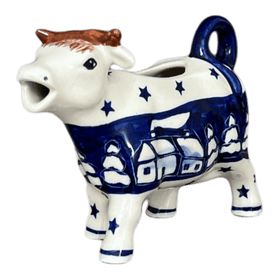 Polish Pottery Cow Creamer (Winter's Eve) | D081S-IBZ Additional Image at PolishPotteryOutlet.com