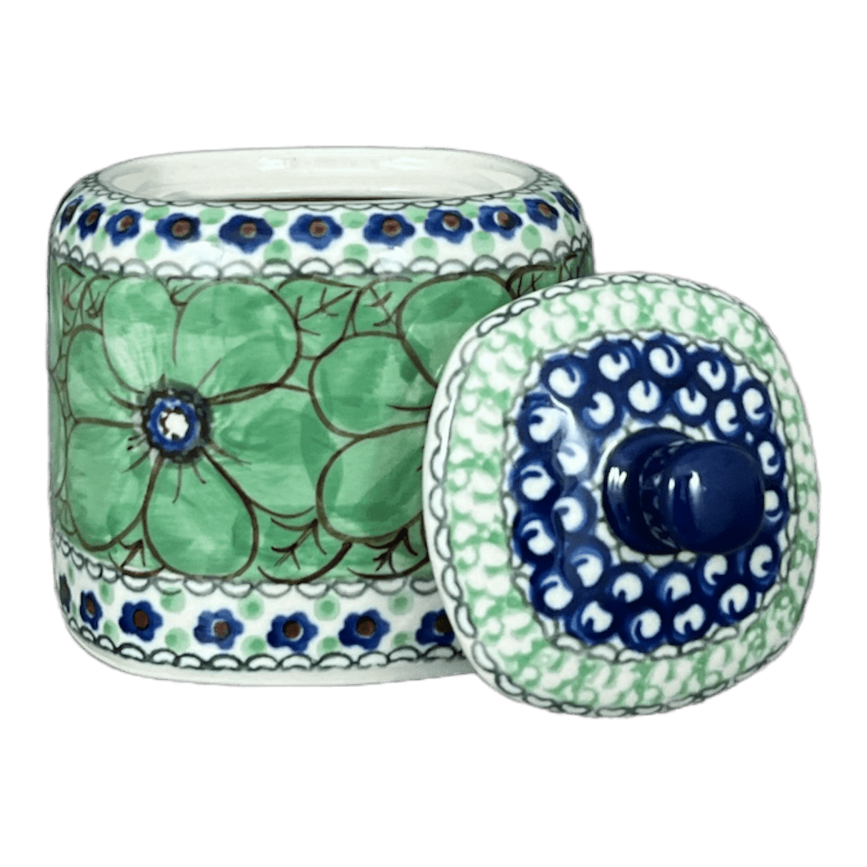 Bowl, Square, Sugar Bowl, 4" in "Green Goddess" by Ceramika Artystyczna | AF38-U408A