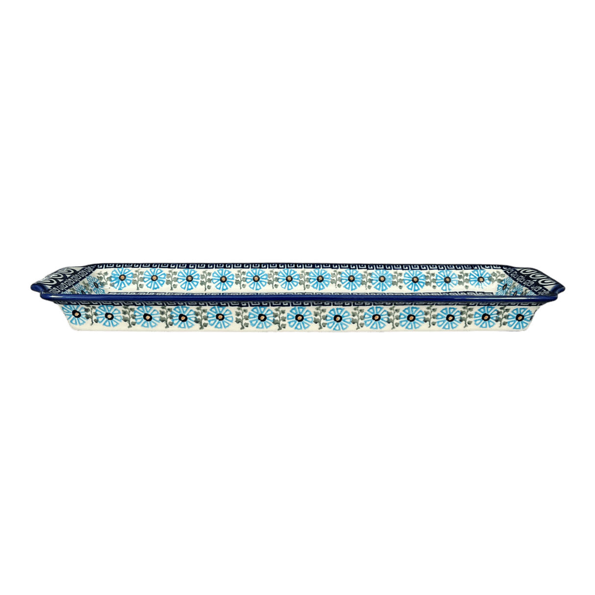 Tray, Rectangular, 16" x 4.5" in "Blue Daisy Spiral" by Andy | NDA203-38