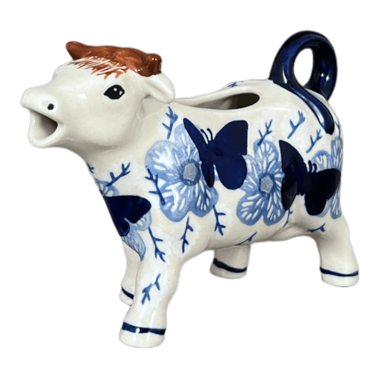 Creamer, Cow, 4 oz in "Blue Butterfly" by Manufaktura | D081U-AS58