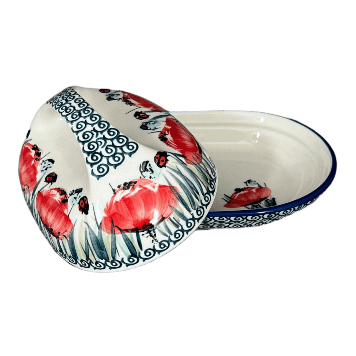 Butter Dish, Fancy, 5" x 7" in "Poppy Paradise" by Manufaktura | M077S-PD01
