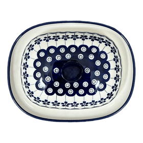 Polish Pottery Large Zaklady Butter Dish (Petite Floral Peacock) | Y1394-A166A Additional Image at PolishPotteryOutlet.com
