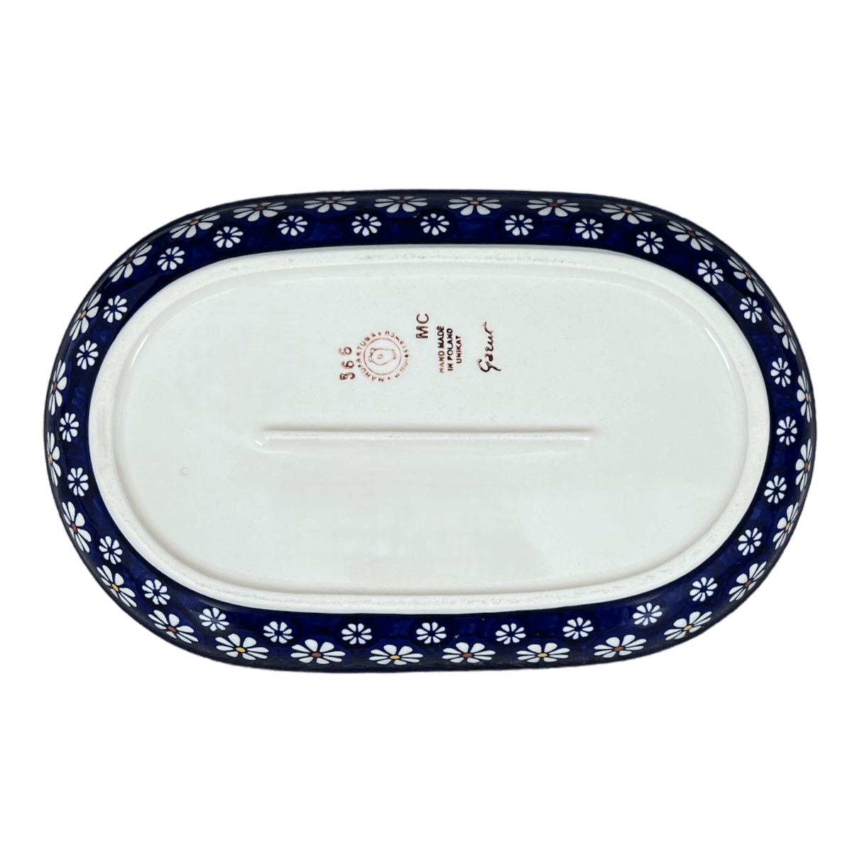 Plate, Roaster, Oval, 7"x11" in "Midnight Daisies" by Manufaktura | P099S-S002
