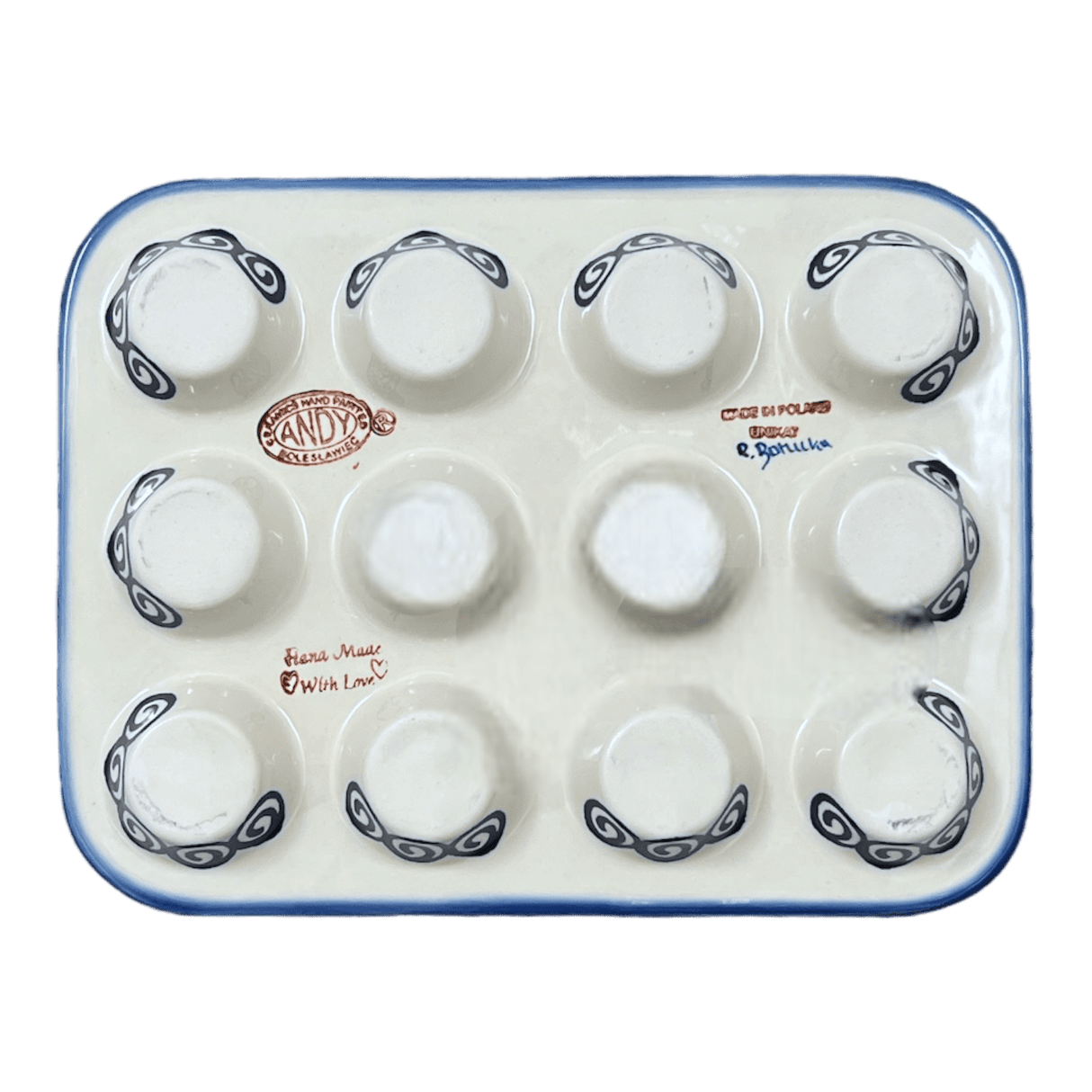 Muffin Pan, 12 Cup Mini in "Blue Daisy Spiral" by Andy | NDA169-38