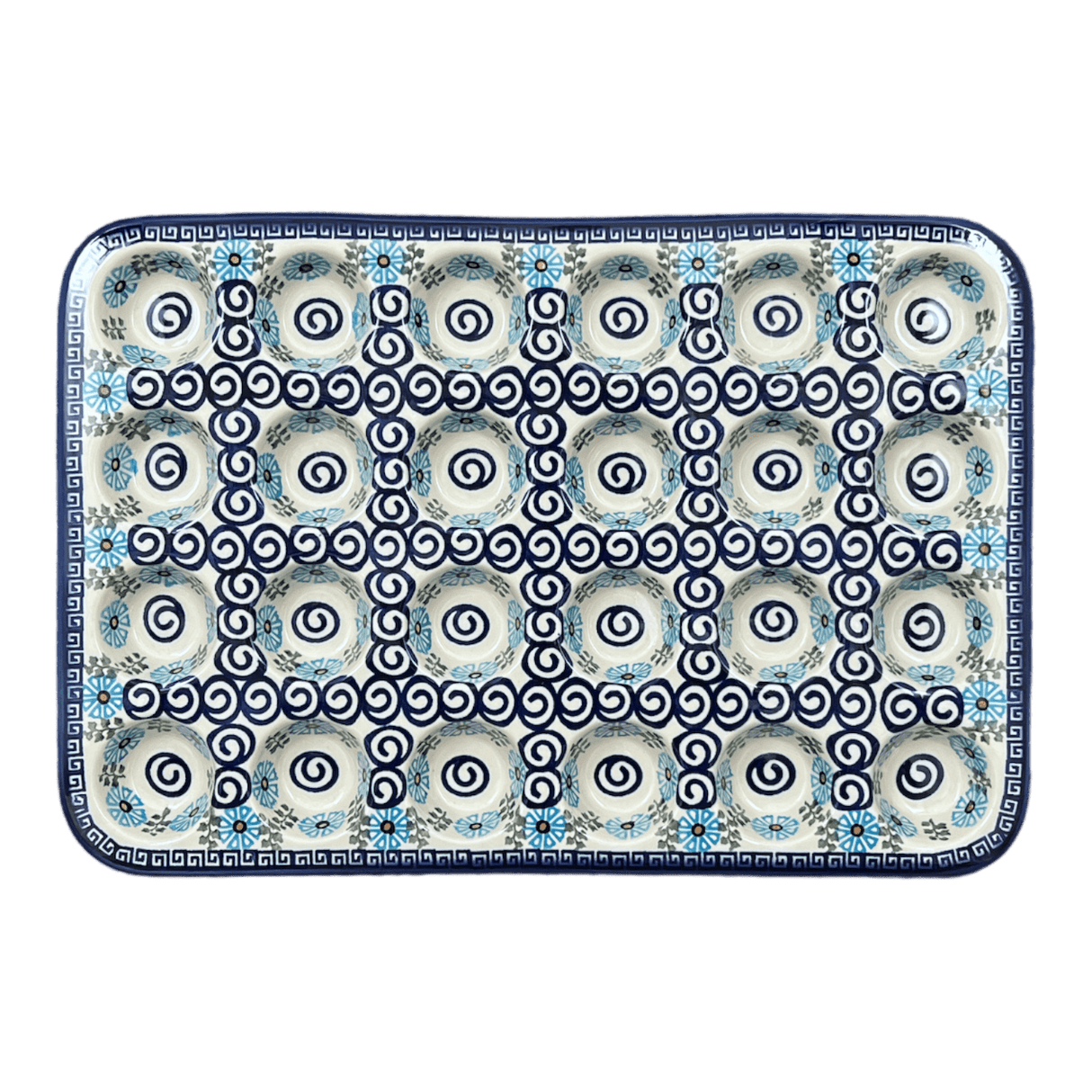 Muffin Pan, 24 Cup Mini, 17" x 11.25" in "Blue Daisy Spiral" by Andy | NDA168-38