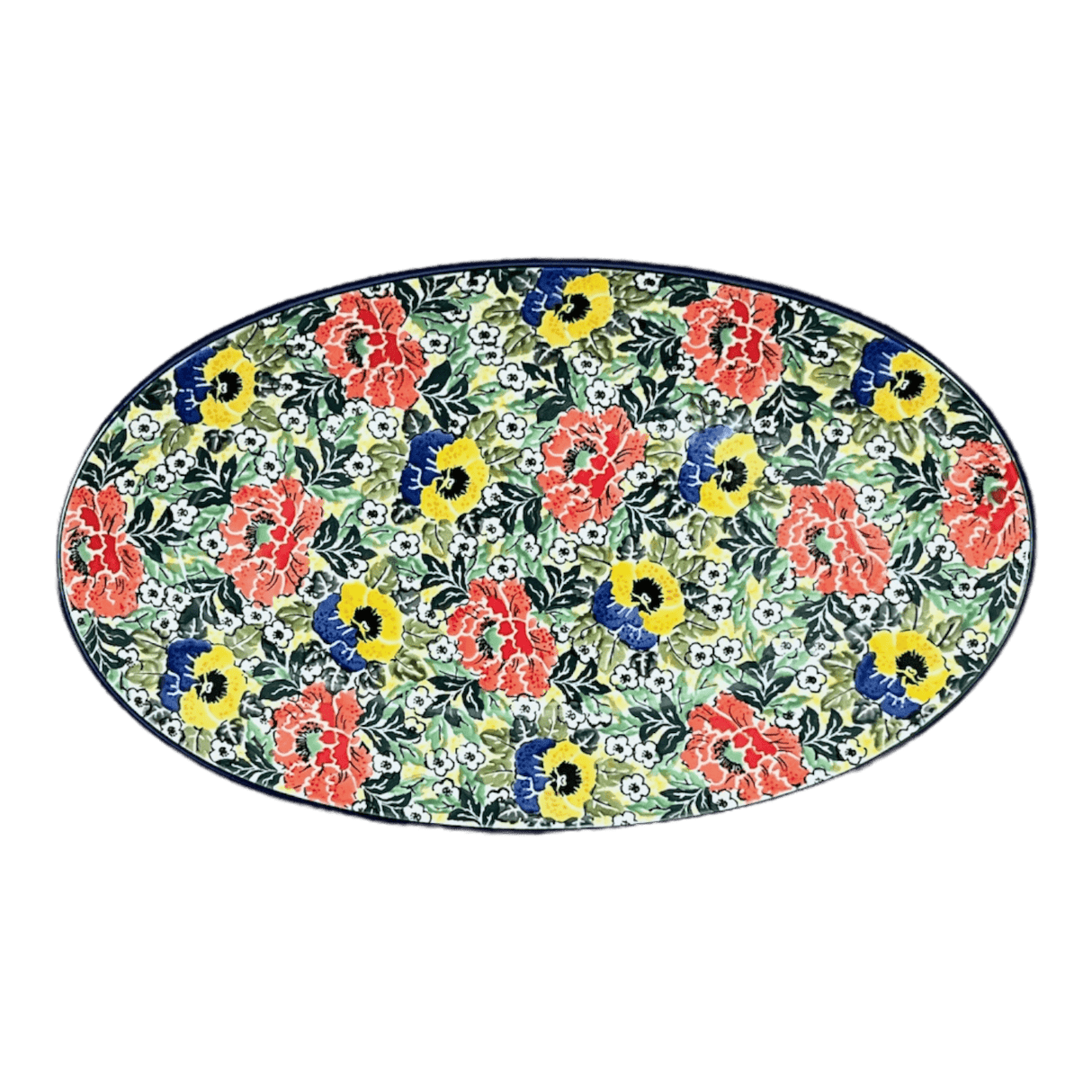 Platter, Oval, 14.75" x 8.5" in "Tropical Love" by Ceramika Artystyczna | A205-U4705