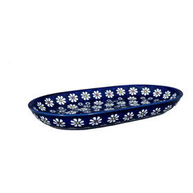 Polish Pottery 7"x11" Oval Roaster (Midnight Daisies) | P099S-S002 Additional Image at PolishPotteryOutlet.com