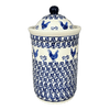 Polish Pottery Zaklady 2 Liter Container (Rooster Blues) | Y1244-D1149 at PolishPotteryOutlet.com