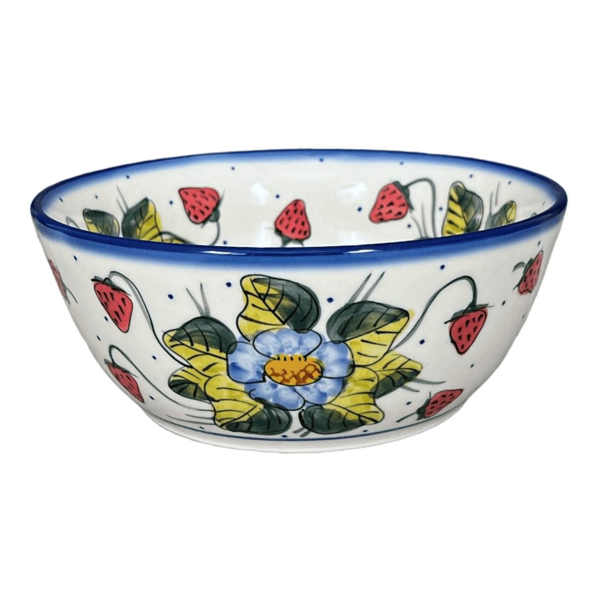 Bowl, Round, 7.75", WR (WR12D) in "Strawberries & Blossoms" by W.R. Ceramika | WR12D-WR2