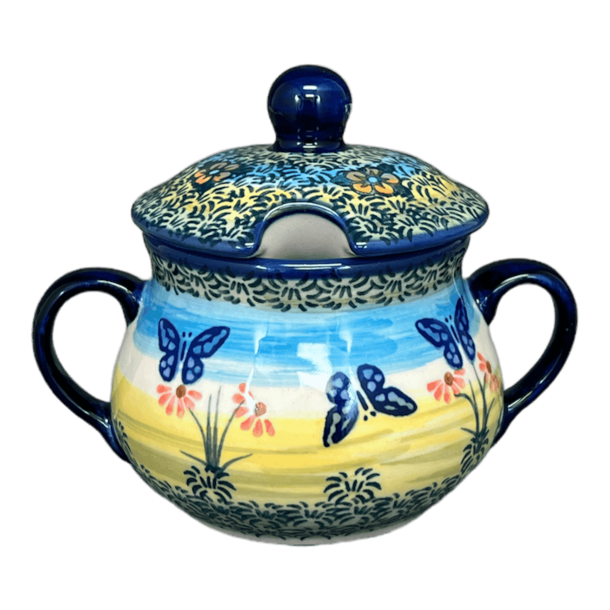 Bowl, Round, Sugar Bowl, 3.5" in "Butterflies in Flight" by Manufaktura | C015S-WKM