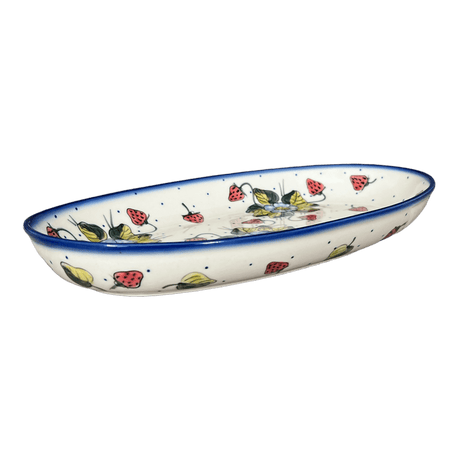 Oval Dish, 8.5" x 13.75", WR (WR13E) in "Strawberries & Blossoms" by W.R. Ceramika | WR13E-WR2