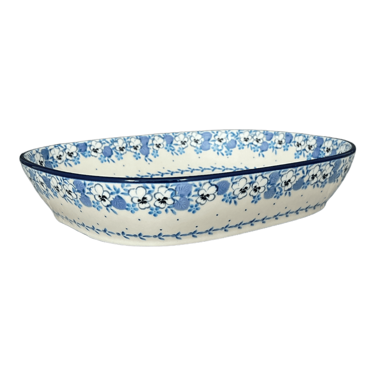 Baker, Rectangular, 10.5" x 12" in "Pansy Blues" by Ceramika Artystyczna | A156-2346X